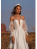 Strapless Ivory Pleated Satin Chic Wedding Dress Strapless Ivory Pleated Satin Chic Wedding Dress